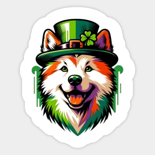 Hokkaido Dog Celebrates Saint Patrick's Day Sticker